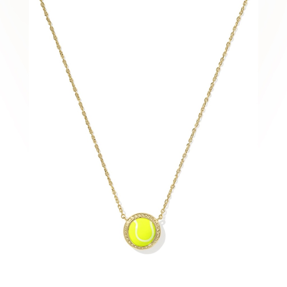 Kendra Scott Tennis Gold Short Pendant Necklace in Chartreuse Magnesite